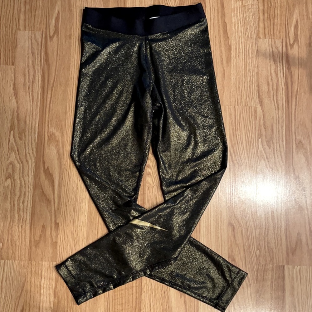 Nike pro training gold sparkle leggings